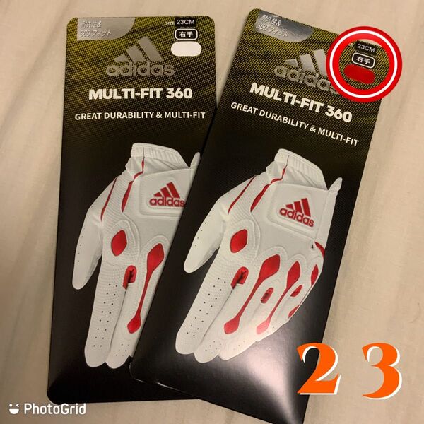 pay★新品送料込◆adidas golf◆マルチフィット360◆グローブ◆レフティ◆23cm◆赤黒2枚set