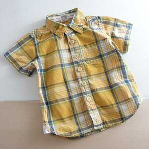  Kids spring summer free shipping *BACK NUMBER KIDS* back number short sleeves check shirt 90!