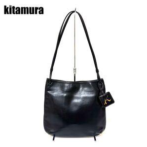 kitamura キタムラ レザー ワンショルダー ハンドバッグ 肩掛け 黒
