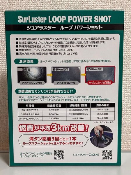 シュアラスター LP-14 LOOP ループ パワーショット SurLuster ガソリン添加剤 3本セット