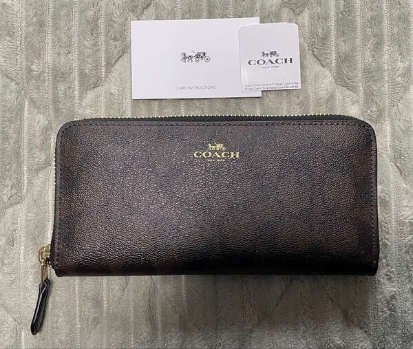 未使用 コーチ 長財布 COACH ラウンドファスナー ラウンドファスナー長財布 ラウンドジップ シグネチャー