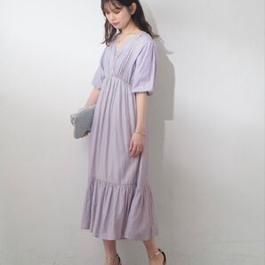 【タグ付】natural couture 涼しげワッシャーカシュクールワンピース