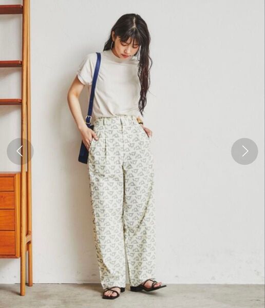 coen コーエン モチーフプリント セミワイドパンツ 幾何学風 柄 S