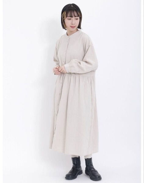 【新品・タグ付き】 サマンサモスモス 柄アソートバンドカラーシャツワンピース