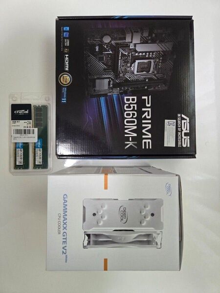 マザーボード メモリ クーラー3点セット(ASUS PRIME B560M-K,DEEPCOOL白,crucial 16GB)