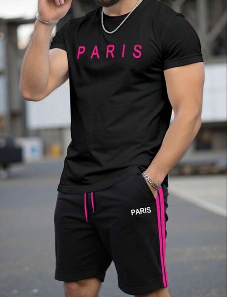 即完売品!PARIS ピンクロゴ イケイケ セットアップ!!やらり オラオラ