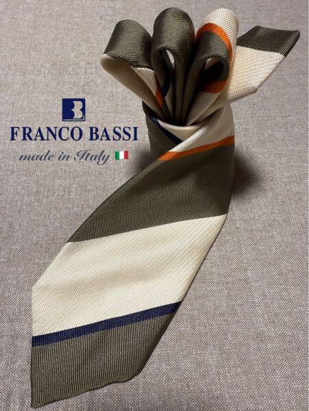 FRANCO BASSI/フランコバッシ/ブロックストライプ/ベージュ/カーキ