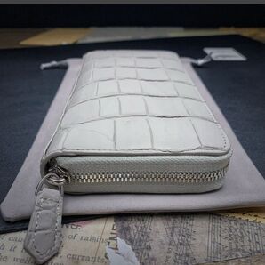 【実物撮影】新品 クロコダイル メンズ 長財布 ラウンドファスナー 未使用 ワニ 鰐 腹革 ウォレットセンター部位