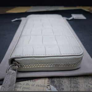 【実物撮影】新品 クロコダイル メンズ 長財布 ラウンドファスナー 未使用 ワニ 鰐 腹革 ウォレットセンター部位