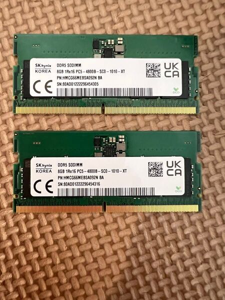 SK hynix DDR5 SODIMM 4800MT/s 8GB×2枚 動作美品