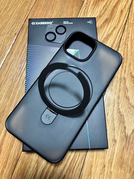 CASEKOO iPhone13 MagSafeiPhone13/14MagSafe対応リング付きケース ブラック