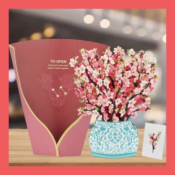 ポップアップカード 30cm 大 桜 Pop-up 誕生日 メッセージカード 母の日 カード 3D グリーティングカード