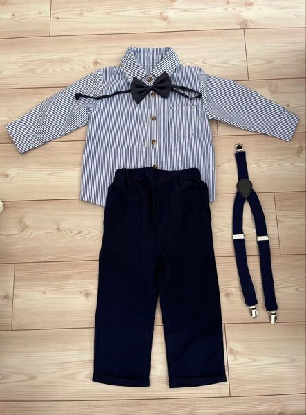 DAY CLOSET キッズ フォーマル シャツ 蝶ネクタイ サスペンダー パンツ 4点セット