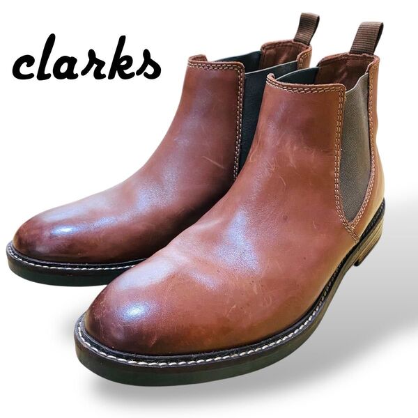 クラークスclarksブーツPaulson Upポールソンアップサイドゴアブーツ ブラウン 革靴 本革