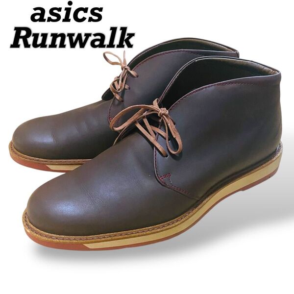 asics Runwalk アシックスランウォークダークブラウン チャッカブーツ レザー 革靴レースアップ