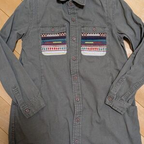 go slow caravan ゴースローキャラバン シャツ 長袖 カーキ 刺繍