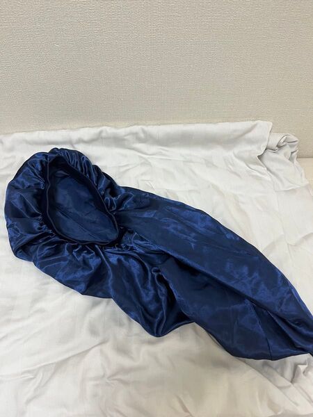 ナイトキャップ サテン ネイビー ヘアケア 美髪
