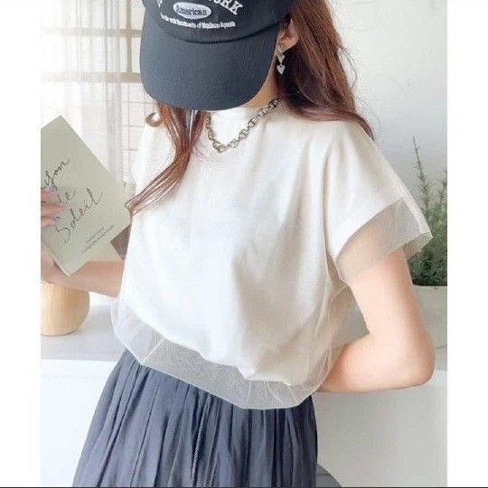 未使用タグ付き ClassicalElf チュールレイヤードフレンチTシャツ ホワイト М