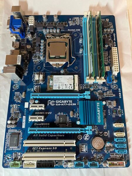 【ジャンク扱い】ATXマザーボード LGA1155 GIGABYTE GA-H77-DS3H+Intel Pentium G630