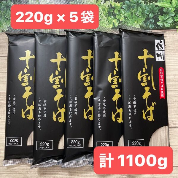 信州 十割そば 十割蕎麦 干しそば そば粉100% 220g × 5袋セット 計1100g おびなた 戸隠 ざる蕎麦 国産