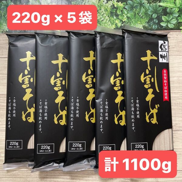 信州 十割そば 十割蕎麦 干しそば そば粉100% 220g × 5袋セット 計1100g おびなた 戸隠 ざる蕎麦 国産