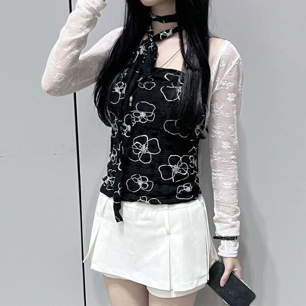 美愛 miae ブラック トップス チューブトップ シズニルック モノトーン