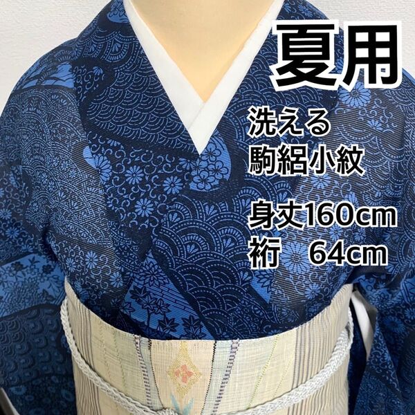 500◆着物通好み◆夏用 洗える 駒絽小紋 寄せ柄