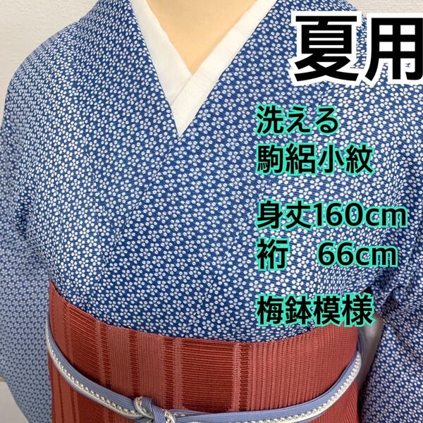 502◆着物ライフ満喫◆未使用 夏用 洗える 駒絽小紋 小花模様
