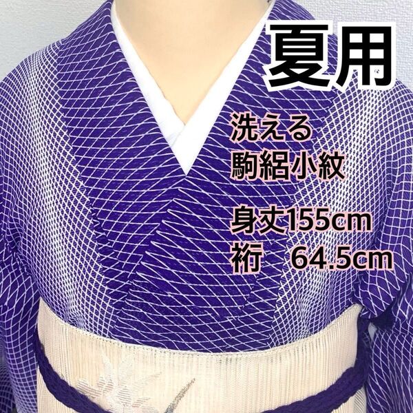 513◆着物ライフ満喫◆夏用 洗える 駒絽小紋 網目模様