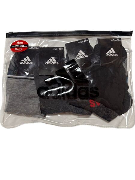 【新品・未使用】adidas アディダス メンズショートソックス 26-28cm 4足組