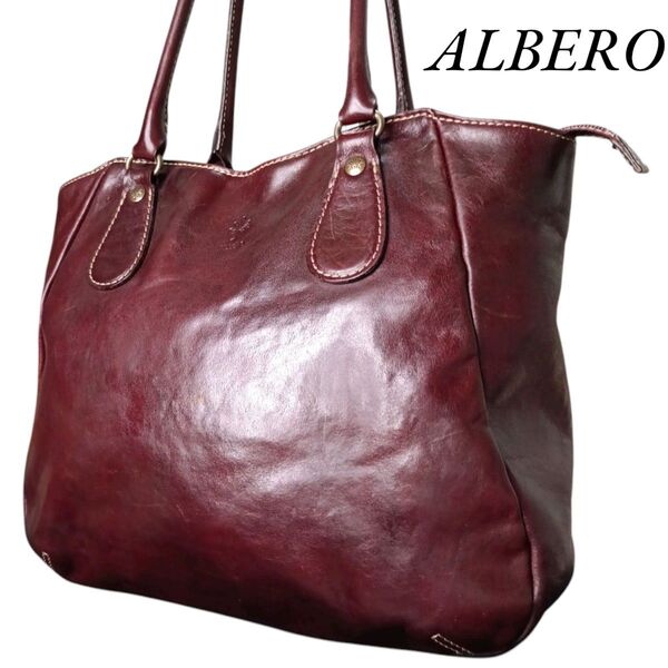 ALBERO アルベロ OLD MADRAS オールドマドラス トートバッグ 本革 レザーA4 収納可 肩掛け レディース