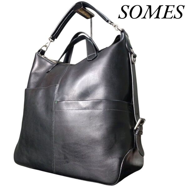 SOMES SADDLE ソメスサドル 2way ハンドバッグ トートバッグ 大容量 ヘルメットバッグ A4 PC 収納可能 黒