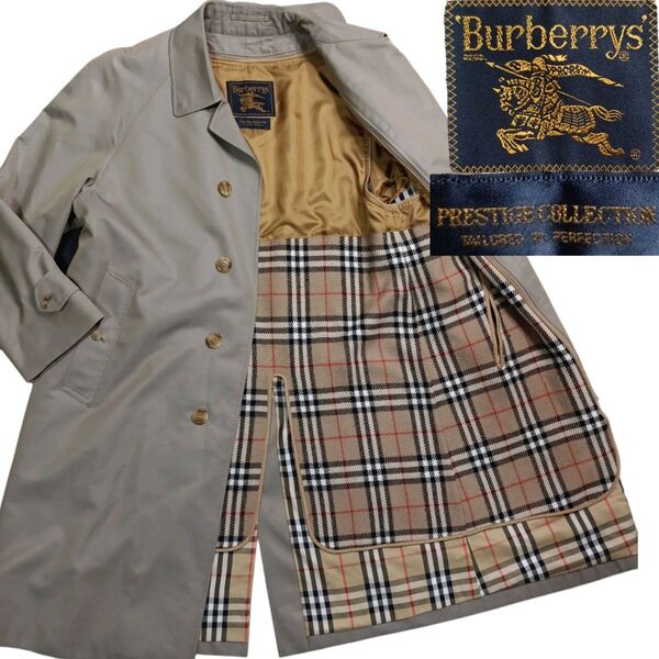 BURBERRY バーバリー PRESTIGE COLLECTION ノバチェック シルク カシミア 玉虫色 ステンカラーコート