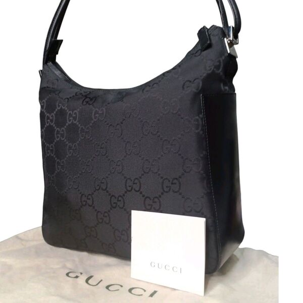 GUCCI グッチ ggロゴ 柄 シルバー金具 ハンドバッグ トートバッグ ワン ショルダーバッグ イタリア製 黒 ブラック
