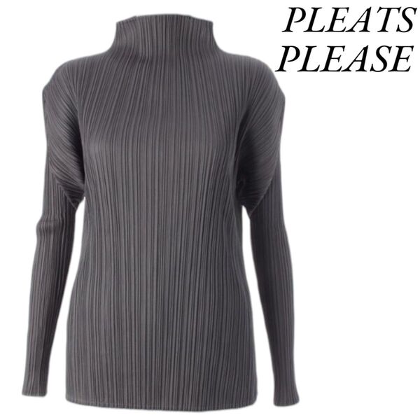PLEATS PLEASE プリーツプリーズ イッセイミヤケ 縦プリーツ カットソー トップス 長袖 ハイネック