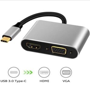 Type-C to HDMI VGA Type C HDMI変換アダプター 設定不要