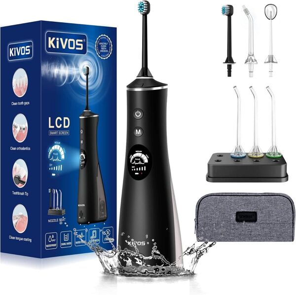 ジェットウォッシャー KiVOS 口腔洗浄器 新搭載 水流歯ブラシ DIYモード自由調節 ノズルスタンド 付きウォーターフロス