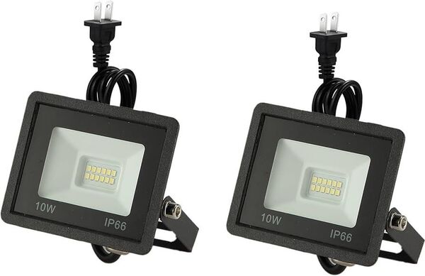 2個【10W 投光器 】 1.8mコードPSE認証 昼光色 1200LM 6500K 100w相当 IP66防水 120°広角