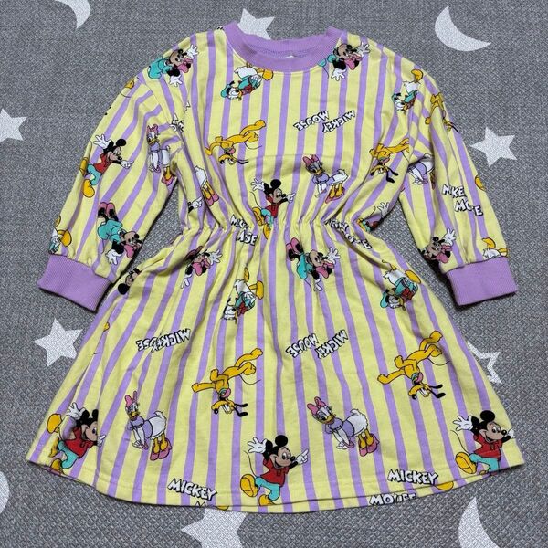 ディズニー ストライプワンピース 女の子 キッズ 子供服 ベビー服 長袖 チュニック