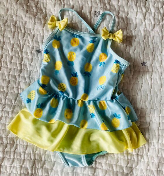 パイナップル柄ワンピース水着 80cm 女の子