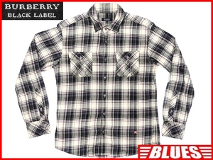 即決★BURBERRY BLACK LABEL★メンズM 廃版 チェックシャツ バーバリーブラックレーベル 2 黒 ピンク 三陽商会正規 ナイト刺繍 長袖