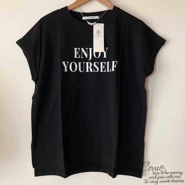 ロゴtシャツ プリントtシャツ ルノンキュール 新品 シンプル トップス Tシャツ クルーネック ブラック