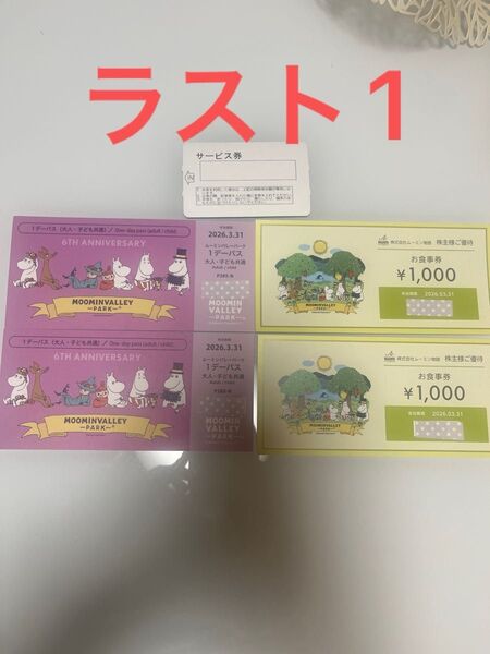 ラスト1 ムーミンバレーパーク ワンデーチケット2名分 食事券駐車券付き