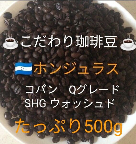 こだわりコーヒー豆 ホンジュラス コパン SHG たっぷり500g 中深煎り 自家焙煎 Qグレード ウォッシュド ニュークロップ