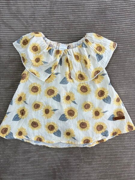 ひまわりトップス バースデイfutafuta 【80cm】トップス ブラウス 半袖 花柄 カットソー 半袖Tシャツ