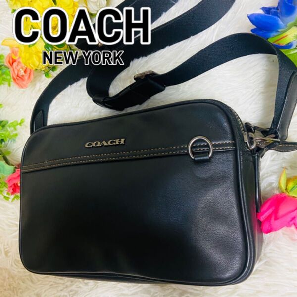 本革●COACH●コーチ●ショルダーバッグ●カーフレザー●スクエア●肩がけ●ビジネスバッグ●ブラック●メンズ●レディース●