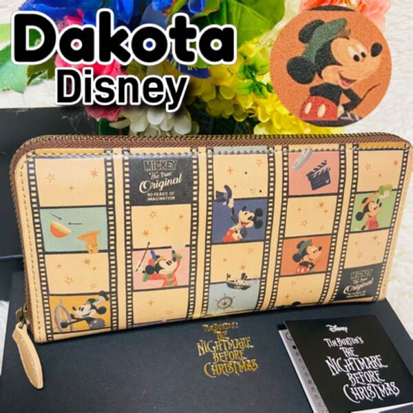 箱付き●Dakota●ダコタ●ディズニー●財布●本革●レザー●ラウンドファスナー●マルチ●長財布●ロングウォレット●ミッキーマウス
