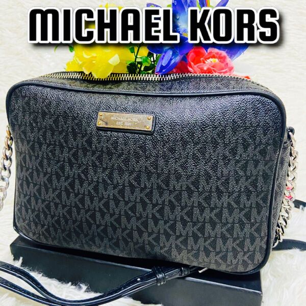 MICHAEL KORS●マイケルコース●ショルダーバッグ●斜めがけ●モノグラム●ブラック●MK●メンズ●レディース●クロスボディ
