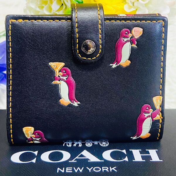 本革●COACH●コーチ●財布●ペンギン●シャンパン●グラブタンレザー●アニマル●ミニウォレット●マルチ●高級レザー