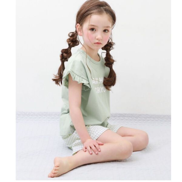 綿100% ガールズ フリル半袖パジャマ 子供服 キッズ 女の子 パジャマ 半袖パジャマ ルームウェア 半袖ルームウェア
